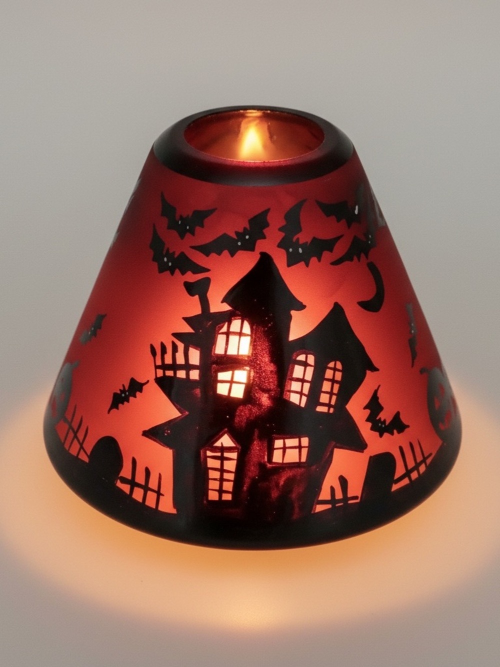 Yankee Candle HALLOWEEN SHADE Haunted House Pumpkin Bats RETIRED Orange Black
